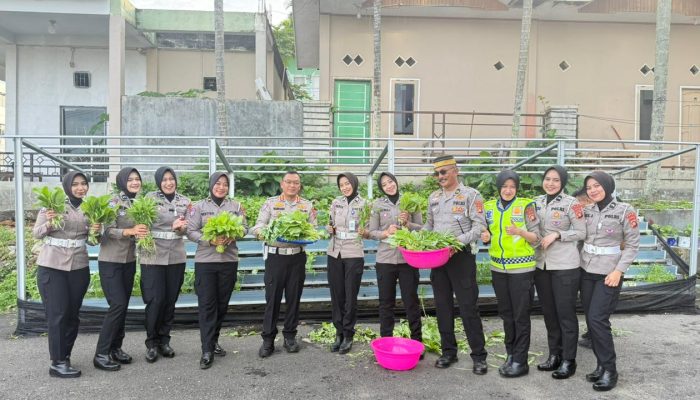 Panen Perdana Pekarangan Pangan Lestari Ditlantas Polda Sulbar, 100 Paket Sayur-Mayur Dibagikan Gratis ke Pengendara Tertib   