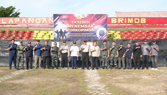 Eksebisi Menembak Forkopimda Warnai Keseruan HUT Bhayangkara ke-80 di Polda Sulbar