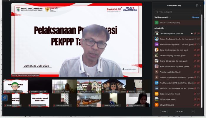 Biro Organisasi Setda Sulbar Gelar Pra Evaluasi PEKPPP Mandiri 2026, Ingatkan OPP Lengkapi Bukti Dukung