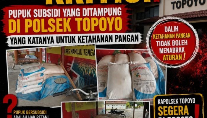 Gebrak Sulbar Soroti Dugaan Penampungan Pupuk Subsidi di Polsek Topoyo