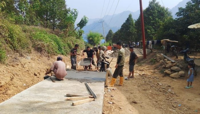 TMMD Pamulukang Terus Genjot Pekerjaan Secara Bertahap Dengan Mengoptimalkan Tenaga dan Peralatan Yang Tersedia